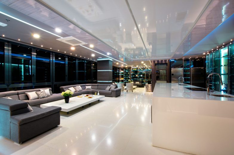 Futuristic looking open plan living room