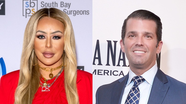 Aubrey O' Day, left, and Donald Trump Jr., right, pose on the red carpet