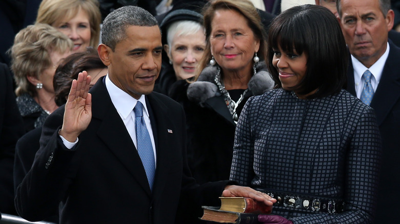 Barack Obama being sworn in