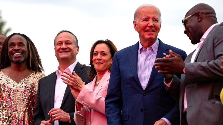 crowd with Joe Biden at event