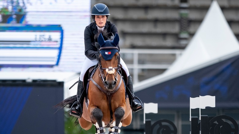 Jessica Springsteen competing in equestrian event