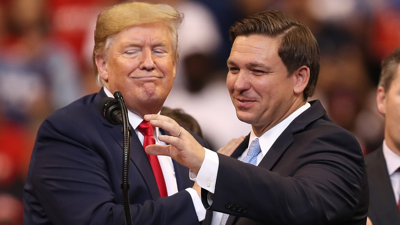 Donald Trump Ron DeSantis microphone