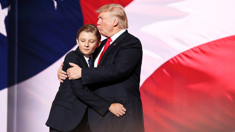 Donald Trump hugging Barron Trump