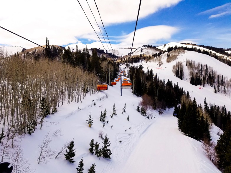 ski lift and snowy mountains in Park City