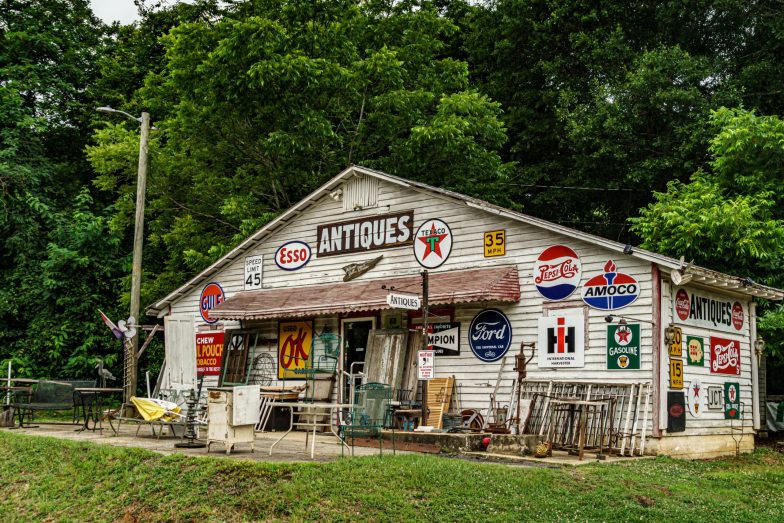 Old store selling antiques and vintage signs in Anderson, SC