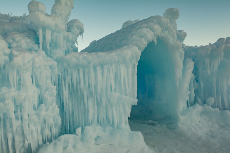 Ice castles in Lake George, New York