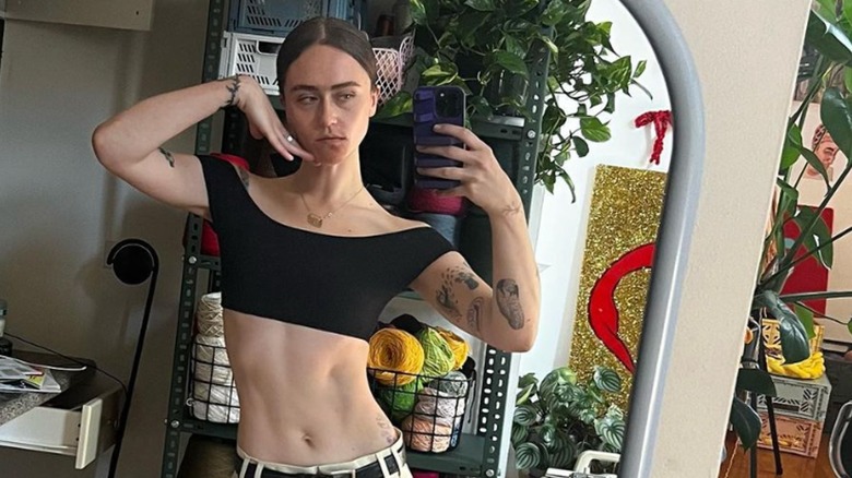 Ella Emhoff bare stomach selfie