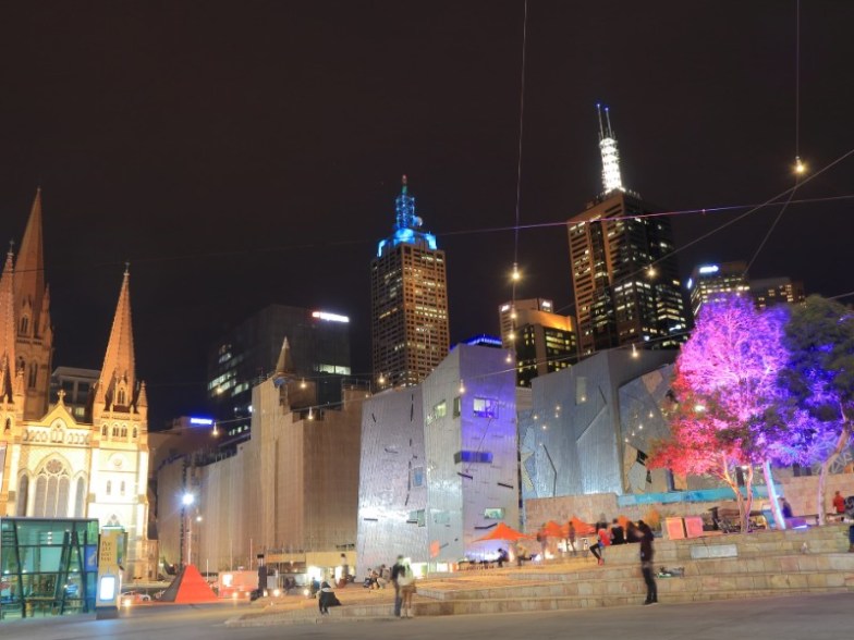 Melbourne night at Federation Square