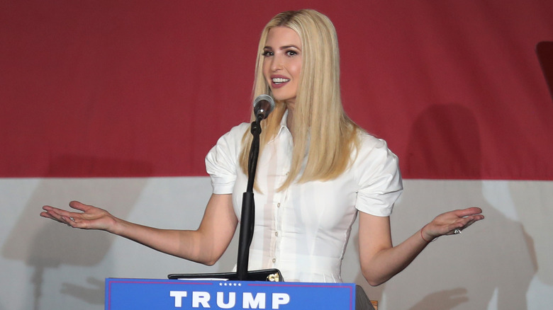 Ivanka Trump speaking behind podium