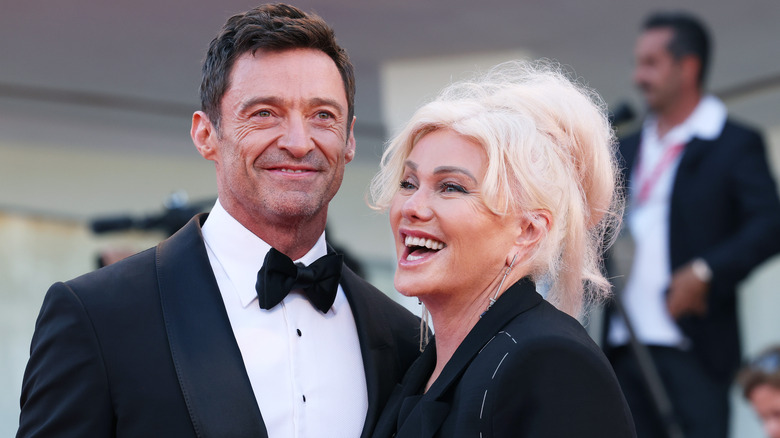 Hugh Jackman and Deborra-Lee Furness laughing