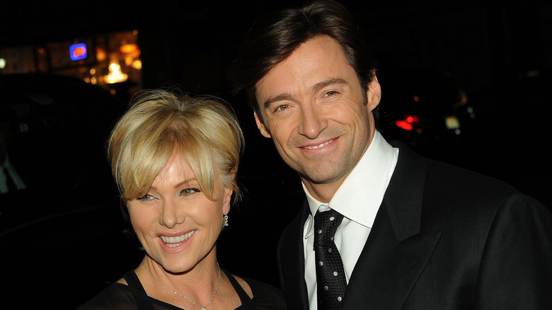 Hugh Jackman and Deborra-Lee Furness smiling