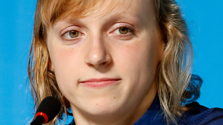 Katie Ledecky with microphone