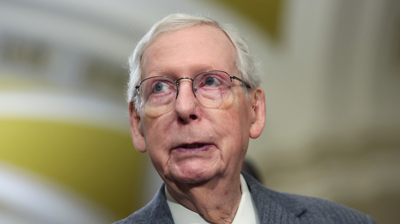 Mitch McConnell speaking in close-up