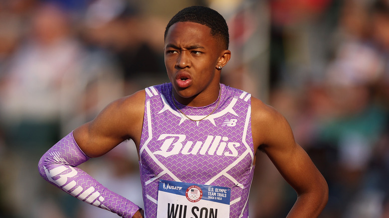 Quincy Wilson wearing Bullis track uniform