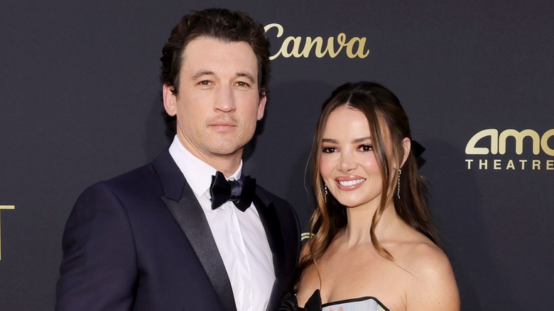 Miles Teller and Keleigh Sperry posing