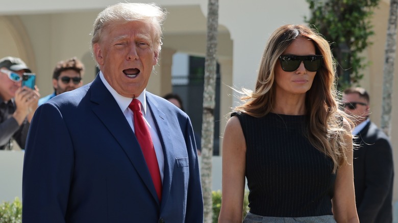 Donald and Melania Trump in a crowd