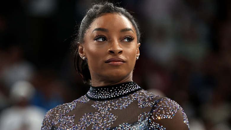 Simone Biles looks sideways