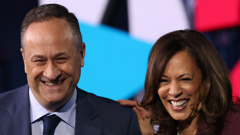 Doug Emhoff and Kamala Harris laugh