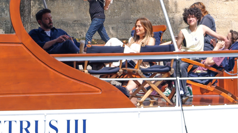 Ben Affleck and Jennifer Lopez boating