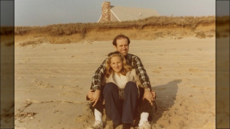 A young Jill and Joe Biden on the beach