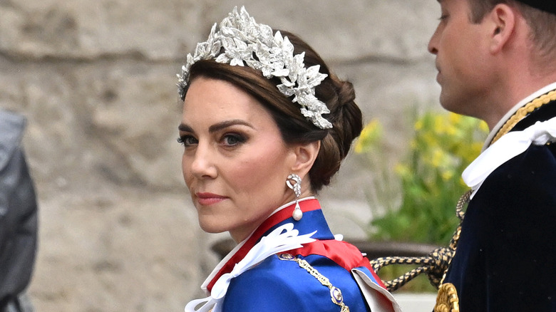 Kate Middleton looking austere in crown 