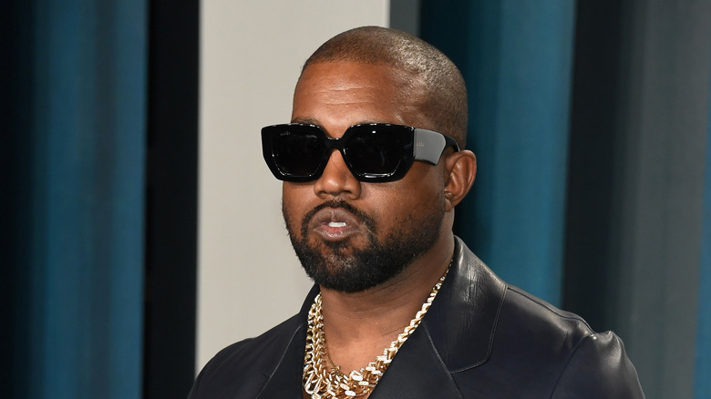 Kanye West black sunglasses leather jacket