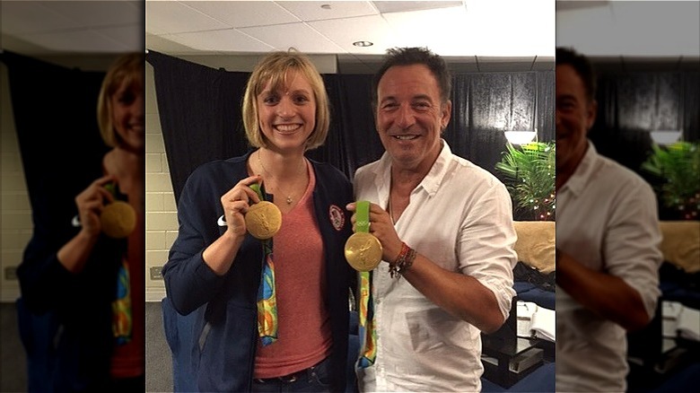 Katie Ledecky posing with Bruce Springsteen