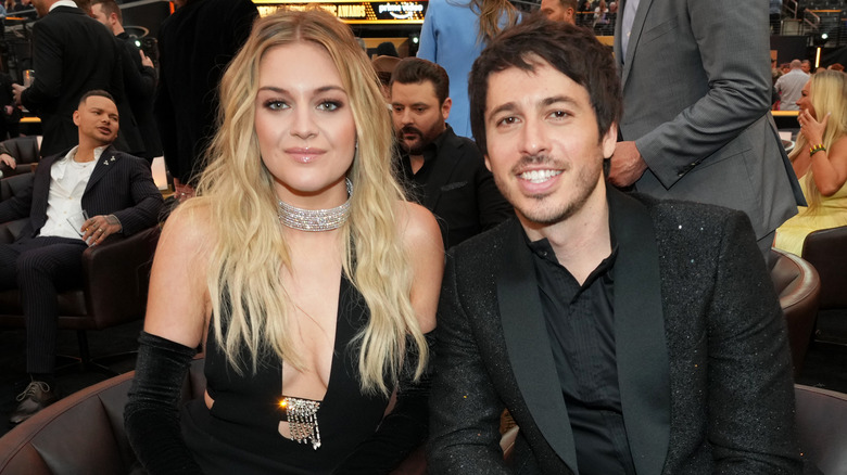 Kelsea Ballerini and Morgan Evans smiling