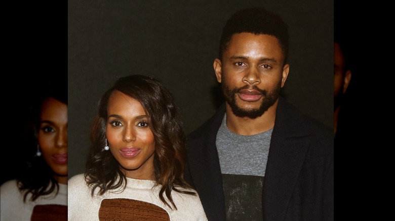 Kerry Washington poses with her husband Nnamdi Asomugha