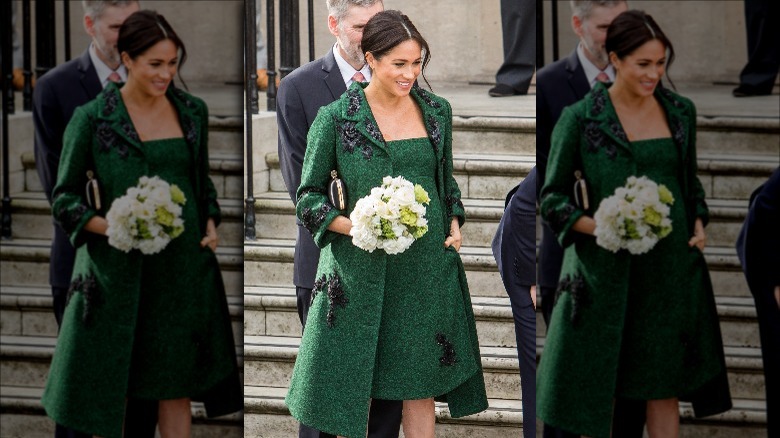 Meghan Markle in a green coat