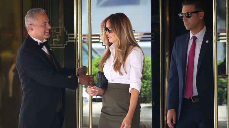 Melania Trump exiting Trump Tower