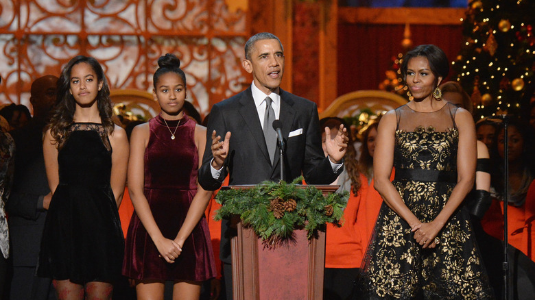 The Obama family on stage