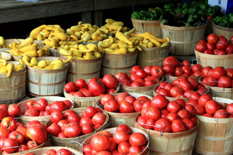 Fresh farm-grown tomatoes, right off the truck