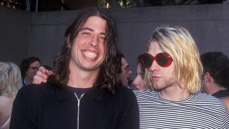 Nirvana's Dave Grohl and Kurt Cobain posing together