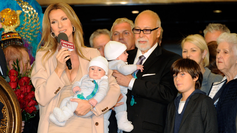 Celine Dion, René Angélil with their sons