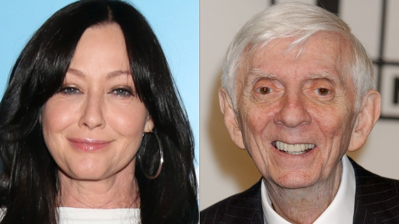 Shannen Doherty; Aaron Spelling smiling 