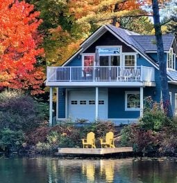 lakefront cottage in the fall