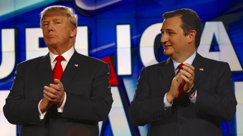 Donald Trump and Ted Cruz clapping