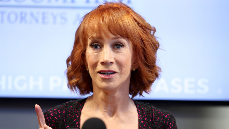 Kathy Griffin with raised finger