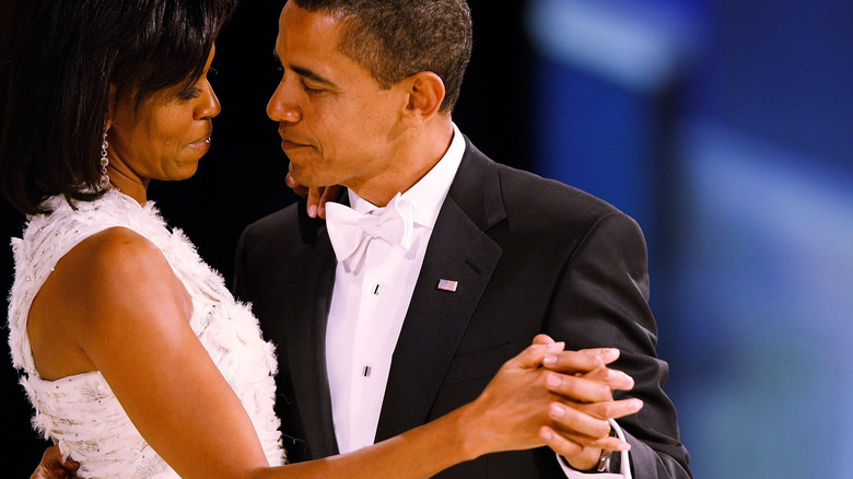 Michelle and Barack Obama dancing