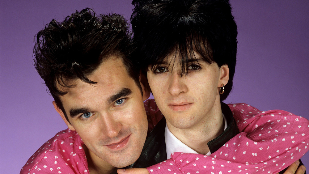 Morrissey embracing Johnny Marr