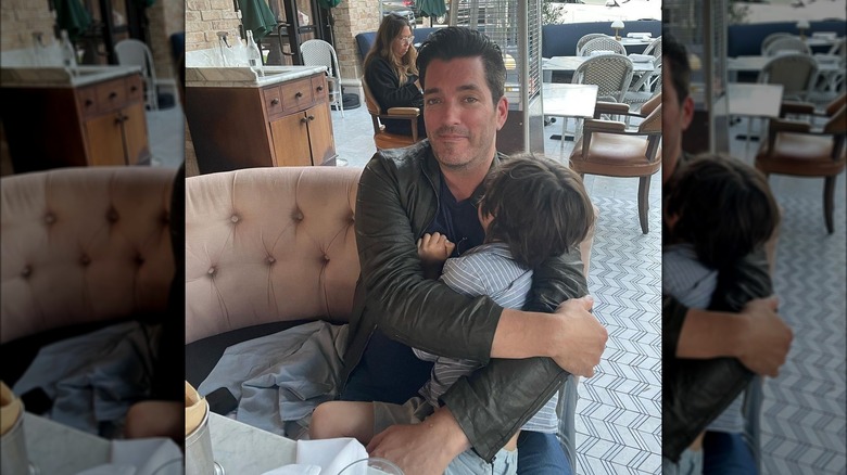 Jonathan Scott hugging stepson Charlie