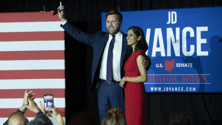 J.D. Vance and Usha Vance onstage