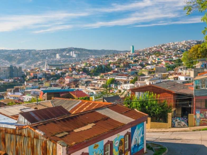 Colorful buildings of the UNESCO World Heritage city of Valparaiso