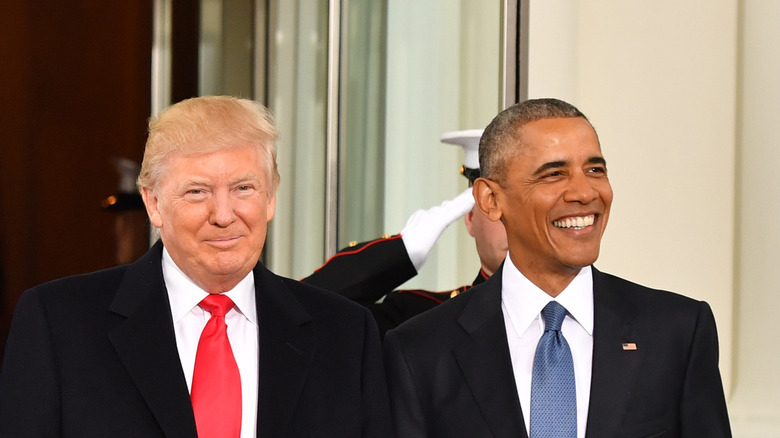 Donald Trump next to Barack Obama