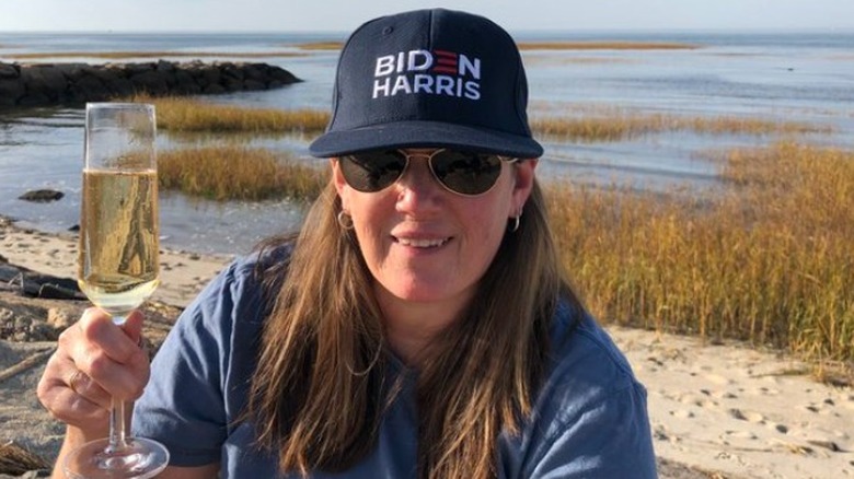 Mary Trump wearing Biden/Harris hat