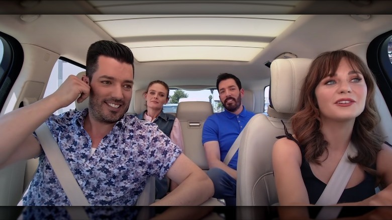 The Deschanel and Scott siblings on 'Carpool Karaoke'.