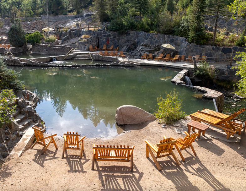 Seating at Strawberry Park Hot Springs, Colorado